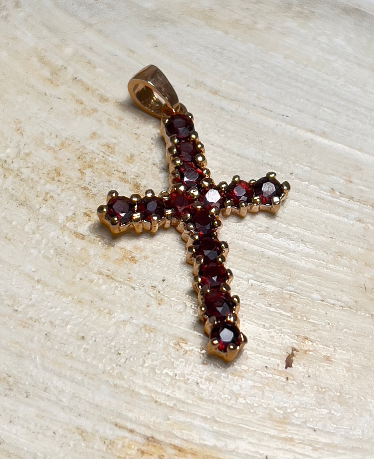 Cross. Garnet. Pendant