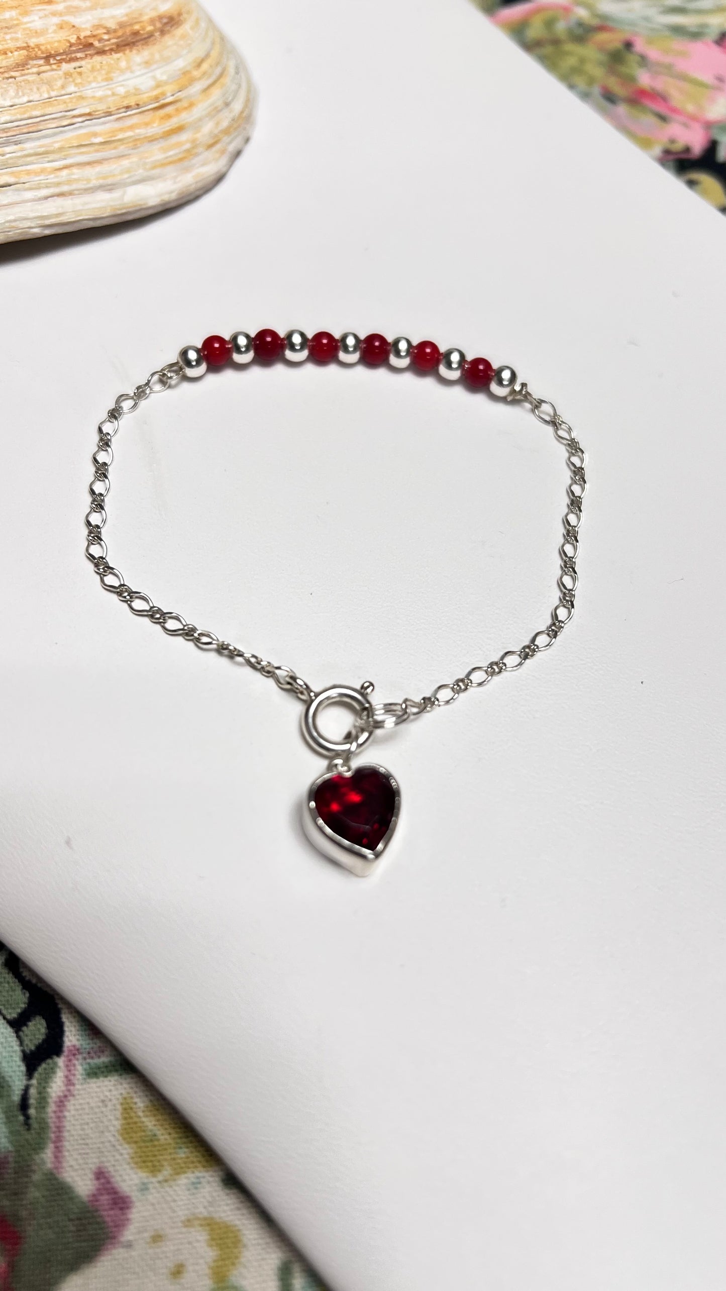 Bracelet. Stone Natural. Heart.