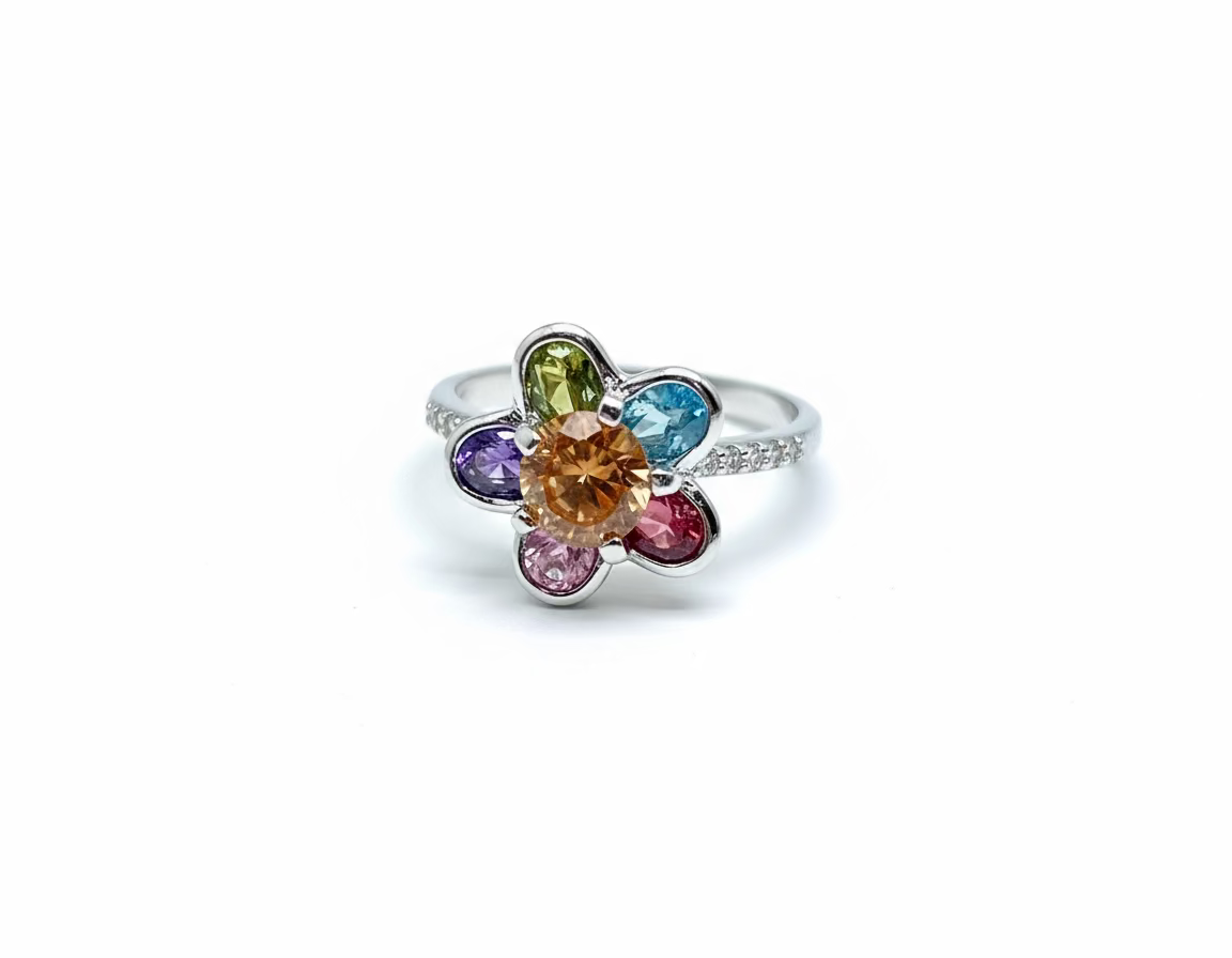 Ring. Peridot. Garnet. Aquamarine. Amethyst. Pink Sapphire.