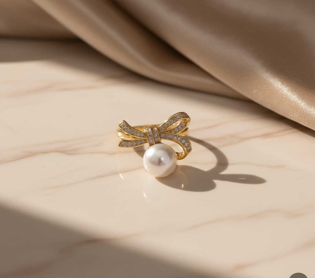 Elegant background for gold bow ring