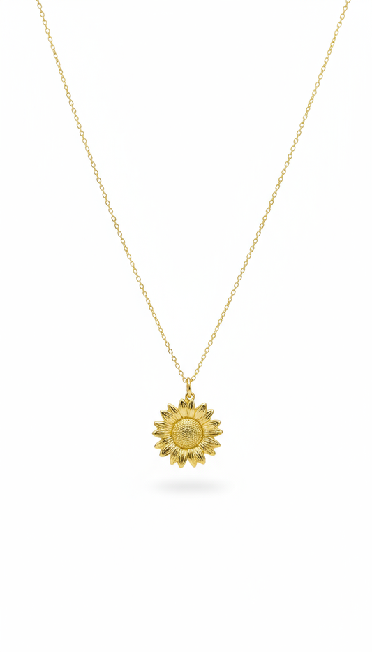 Gold sunflower pendant with clean background