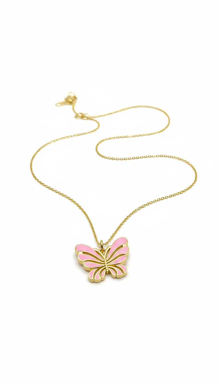 Pink butterfly pendant with elegant background