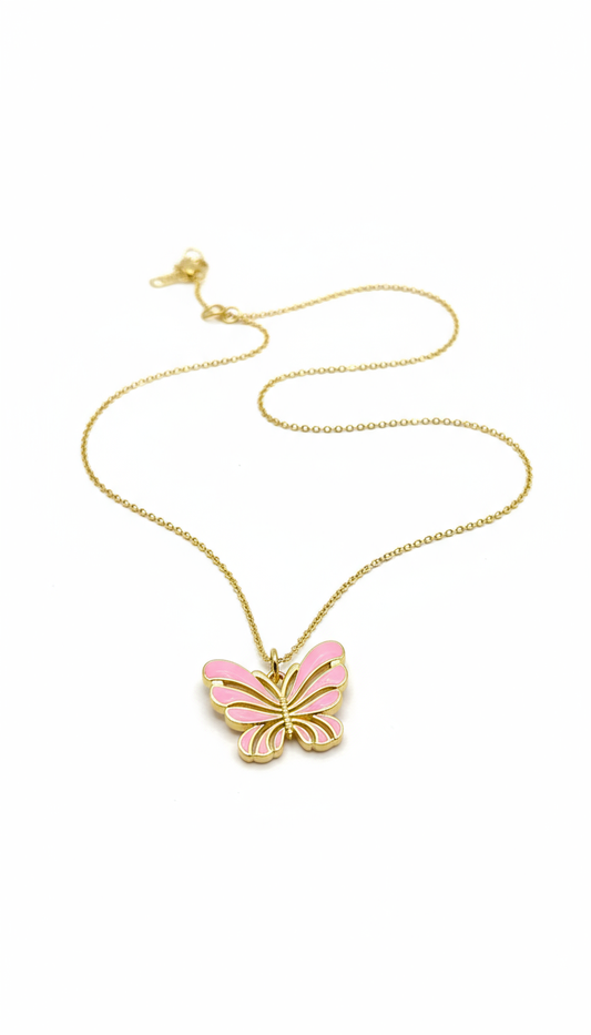Pink butterfly pendant with elegant background
